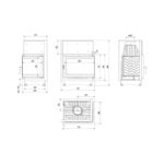 Kratki ZUZIA ECO P BS DECO Ενεργειακό Τζάκι Ξύλου Αερόθερμο 12kW Δεξιά Γωνία Μαντεμένιο με Ανοιγόμενη Πόρτα Τεχνικό Σχέδιο