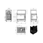 Kratki ZUZIA L BS DECO Ενεργειακό Τζάκι Ξύλου Αερόθερμο 15kW Δεξία Γωνία Μαντεμένιο με Ανοιγόμενη Πόρτα Τεχνικό Σχέδιο