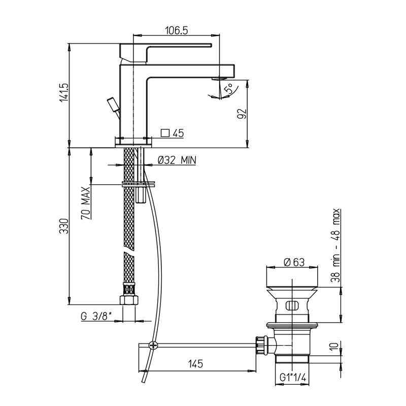 Μπαταρία Νιπτήρα Paini Dax 84CR211RS