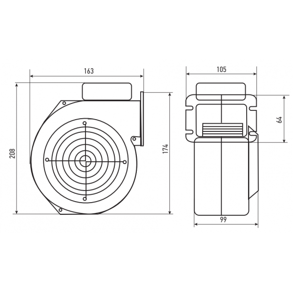 Μοτέρ – Βεντιλατέρ Ανεμιστήρα EBM WPA07 34W 180m³/h για Λέβητες Βιομάζας