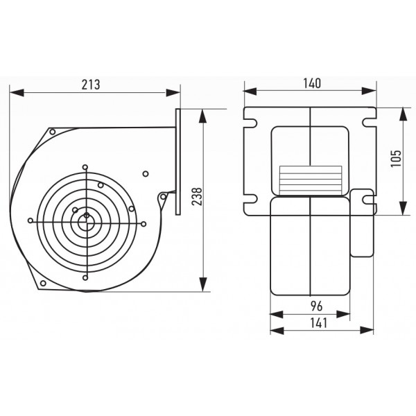 Μοτέρ – Βεντιλατέρ Ανεμιστήρα EBM WPA140PKMAX 100W 395m³/h για Λέβητες Βιομάζας