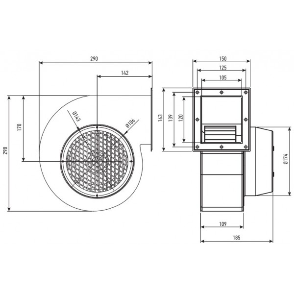 Μοτέρ – Βεντιλατέρ Ανεμιστήρα BAHCIVAN AORB 650W 1200m³/h για Λέβητες Βιομάζας