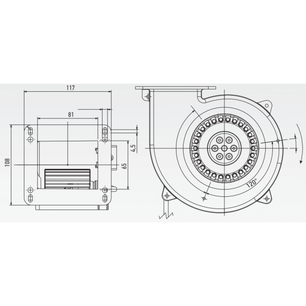 Μοτέρ – Βεντιλατέρ Ανεμιστήρα TRIAL VCE48617 85W 300m³/h για Λέβητες Βιομάζας