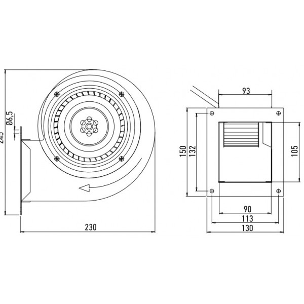 Μοτέρ – Βεντιλατέρ Ανεμιστήρα TRIAL VCE4861602 158W 520m³/h για Λέβητες Βιομάζας