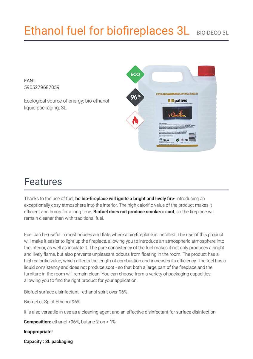 ethanol fuel for biofireplaces 3l page 1