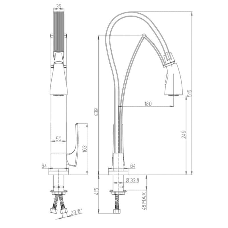 Μπαταρία Νεροχύτη Πάγκου Paini Hybrid HKCR557TK