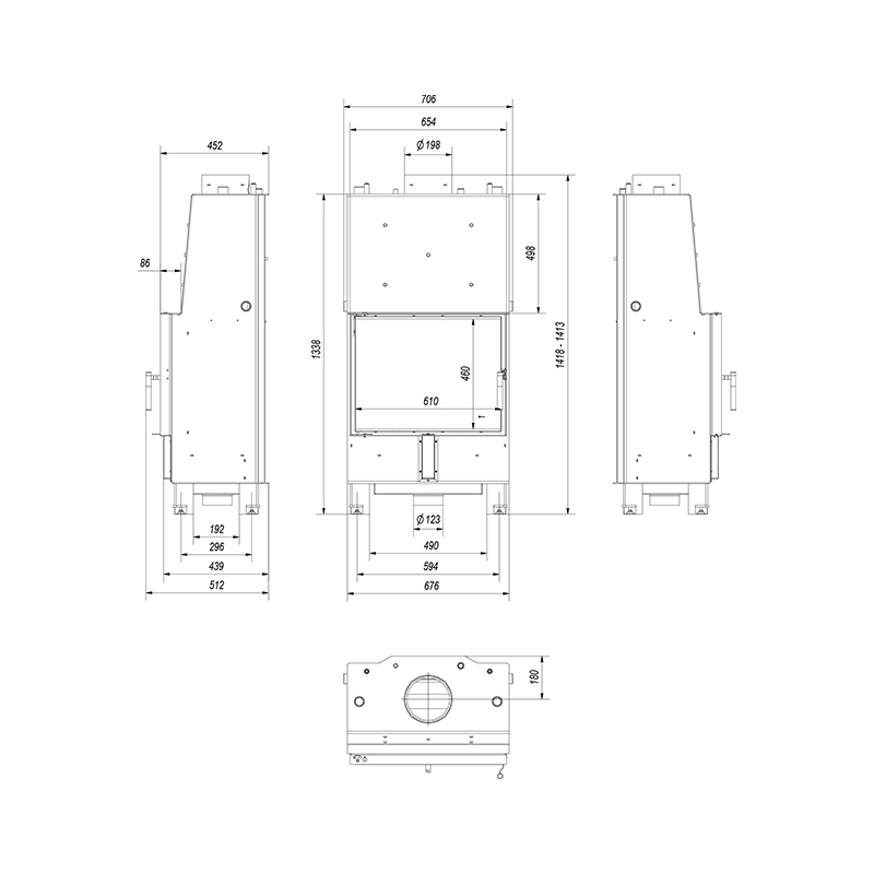 Kratki LUCY PW 12 W Ενεργειακό Τζάκι Ξύλου Καλοριφέρ 12kW Ίσιο με Ανοιγόμενη Πόρτα