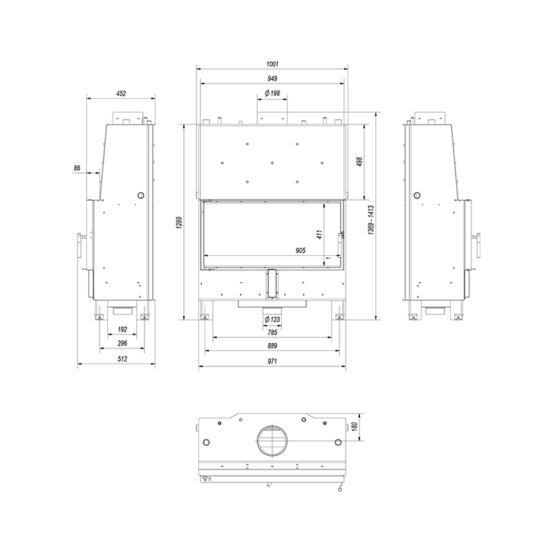 Kratki LUCY PW 20 W Ενεργειακό Τζάκι Ξύλου Καλοριφέρ 20kW Ίσιο με Ανοιγόμενη Πόρτα