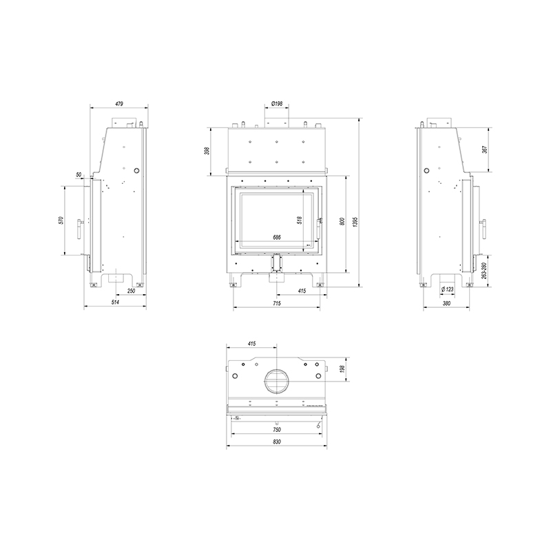 Kratki MBA PW 17 W Ενεργειακό Τζάκι Ξύλου Καλοριφέρ 17kW Ίσιο με Ανοιγόμενη Πόρτα