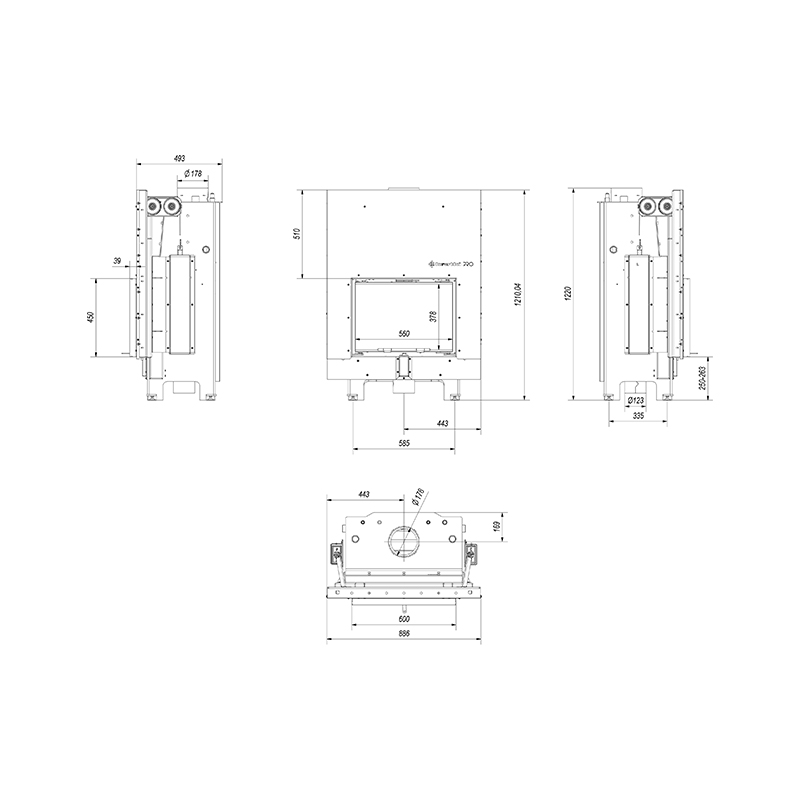 Kratki MBM PW 10 G W Ενεργειακό Τζάκι Ξύλου Καλοριφέρ 12kW με Συρόμενη Πόρτα