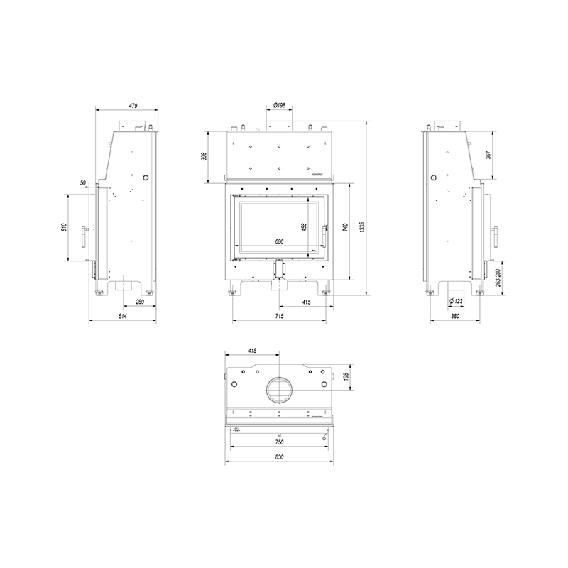 Kratki MBO PW 15 W Ενεργειακό Τζάκι Ξύλου Καλοριφέρ 15kW με Ανοιγόμενη Πόρτα