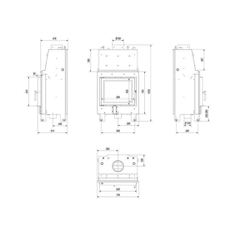 Kratki MBZ PW 13 W Ενεργειακό Τζάκι Ξύλου Καλοριφέρ 13kW Ίσιο με Ανοιγόμενη Πόρτα