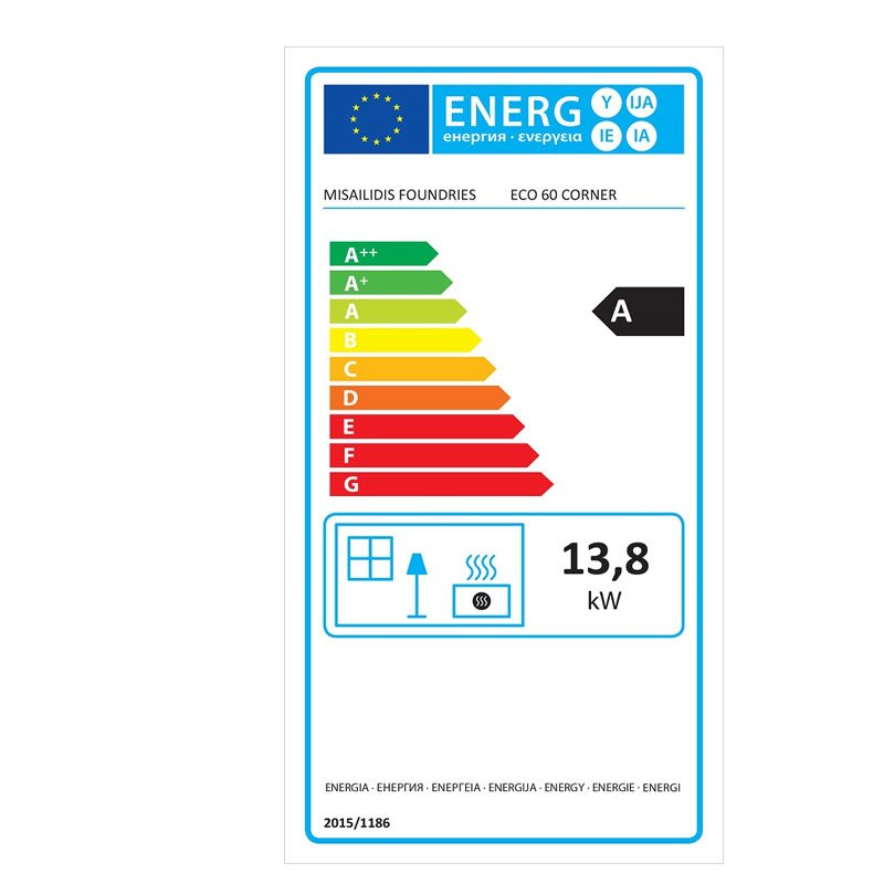 Χυτήρια Μισαηλίδη Eco T-60 Corner Ενεργειακό Τζάκι Ξύλου Αερόθερμο 13.8w Γωνιακό Δύο Όψεων με Συρόμενη Πόρτα