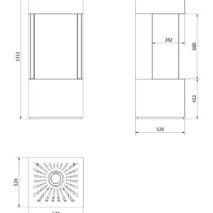 Ενεργειακό Τζάκι Φυσικού Αερίου LEO/HOME/BOX/LP/45/68/G20/C Τριών Όψεων 6.5kw Kratki