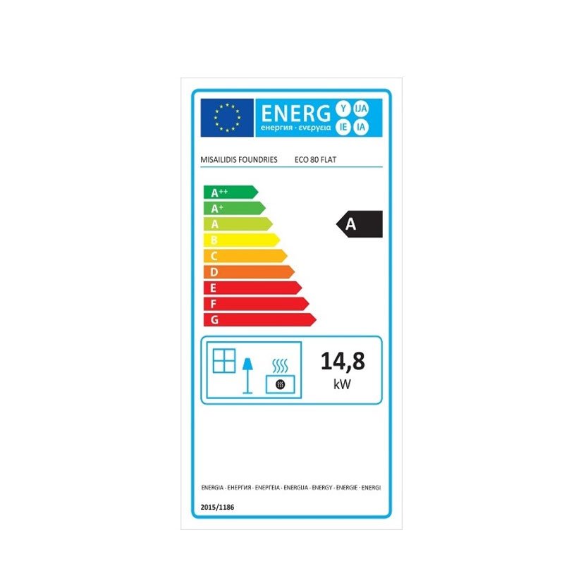 Χυτήρια Μισαηλίδη ECO T-80 Ενεργειακό Τζάκι Ξύλου Αερόθερμο 14.8kw Ίσιο με Συρόμενη Ανοιγόμενη Πόρτα