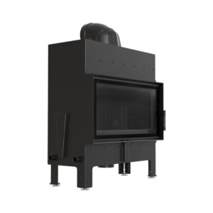 Kratki FLOKI L PF BLACK Ενεργειακό Τζάκι Ξύλου Αερόθερμο 12kw Ίσιο από Χάλυβα με Ανοιγόμενη Πόρτα