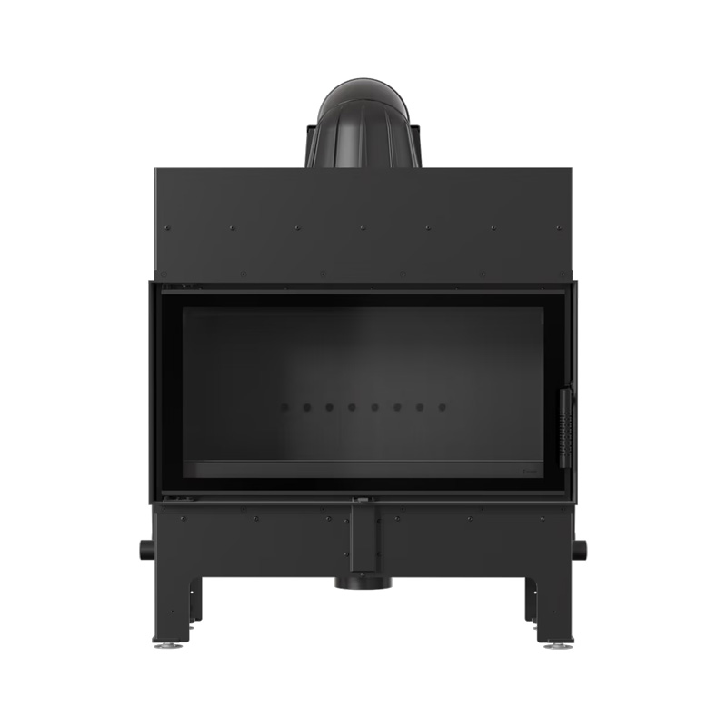 Kratki FLOKI L PF BLACK Ενεργειακό Τζάκι Ξύλου Αερόθερμο 12kw Ίσιο από Χάλυβα με Ανοιγόμενη Πόρτα