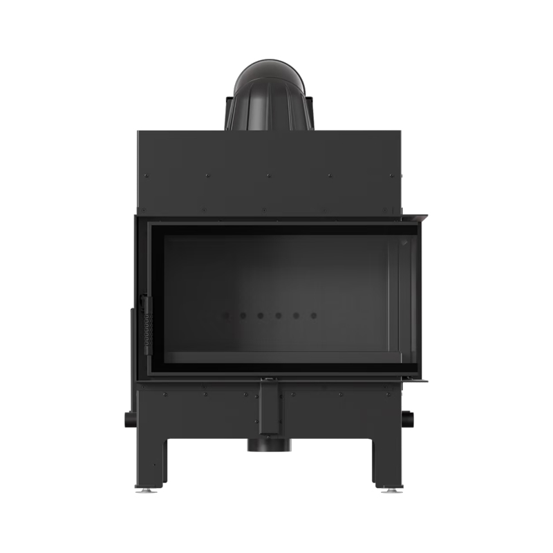 Kratki FLOKI M P BLACK Ενεργειακό Τζάκι Ξύλου Αερόθερμο 10kw Δεξιά Γωνία από Χάλυβα με Ανοιγόμενη Πόρτα Επένδυση