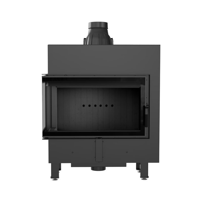 Kratki LUCY 14 SLIM L BS BLACK Ενεργειακό Τζάκι Ξύλου Αερόθερμο 10kw Αριστερή Γωνία από Χάλυβα με Ανοιγόμενη Πόρτα