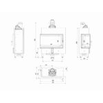 Kratki LUCY 14 SLIM L BS BLACK Ενεργειακό Τζάκι Ξύλου Αερόθερμο 10kw Αριστερή Γωνία από Χάλυβα με Ανοιγόμενη Πόρτα Τεχνικό Σχέδιο