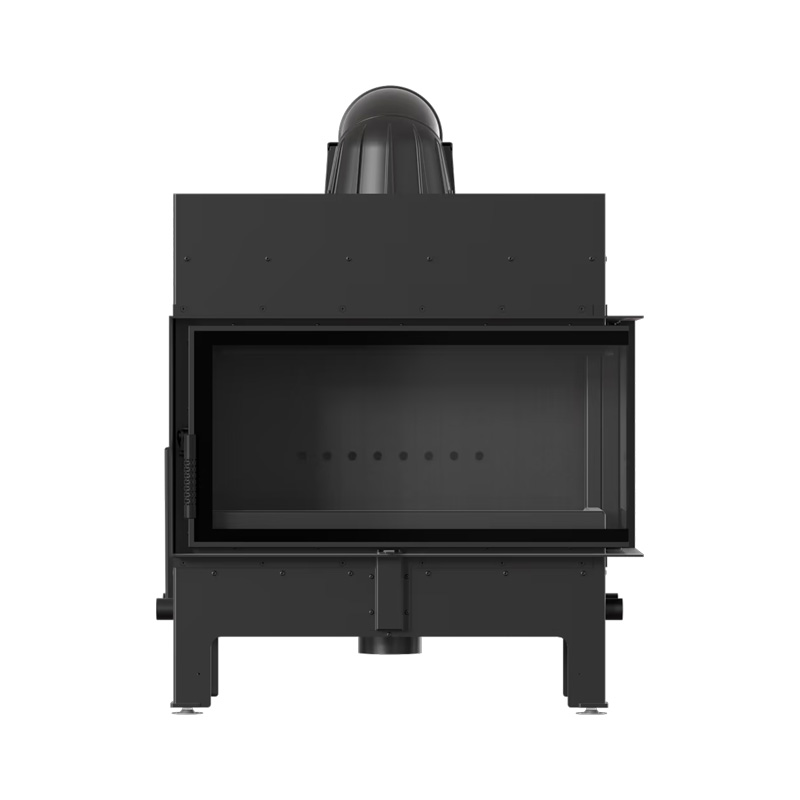 Kratki FLOKI L P BLACK Ενεργειακό Τζάκι Ξύλου Αερόθερμο 12kw Δεξιά Γωνία από Χάλυβα με Ανοιγόμενη Πόρτα