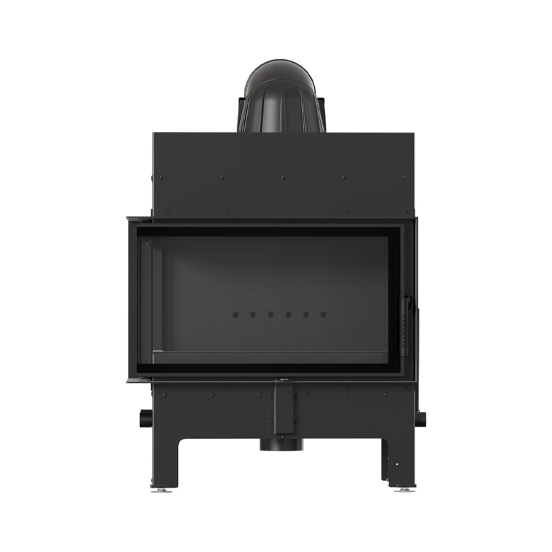 Kratki FLOKI M L BLACK Ενεργειακό Τζάκι Ξύλου Αερόθερμο 10kw Αριστερή Γωνία από Χάλυβα με Ανοιγόμενη Πόρτα