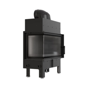 Kratki FLOKI M L BLACK Ενεργειακό Τζάκι Ξύλου Αερόθερμο 10kw Αριστερή Γωνία από Χάλυβα με Ανοιγόμενη Πόρτα