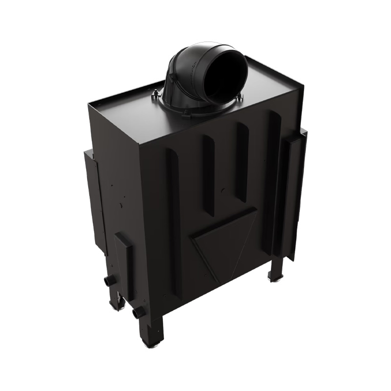 Kratki FLOKI M L BLACK Ενεργειακό Τζάκι Ξύλου Αερόθερμο 10kw Αριστερή Γωνία από Χάλυβα με Ανοιγόμενη Πόρτα