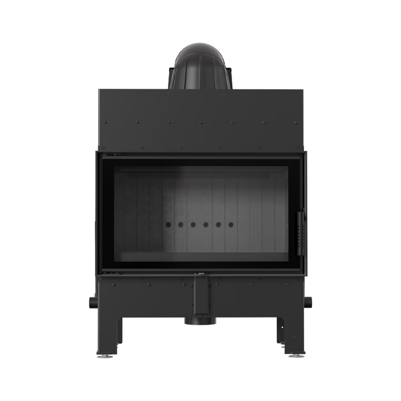 Kratki FLOKI M PF BLACK Ενεργειακό Τζάκι Ξύλου Αερόθερμο 10kw Ίσιο από Χάλυβα με Ανοιγόμενη Πόρτα