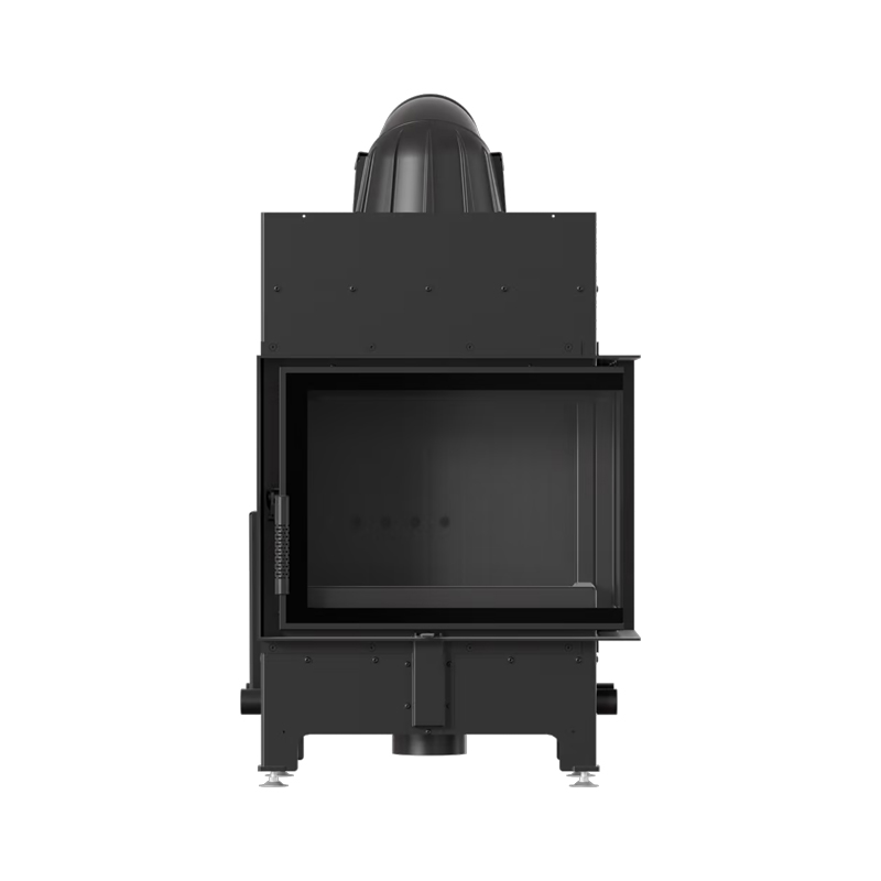 Kratki FLOKI S P BLACK Ενεργειακό Τζάκι Ξύλου Αερόθερμο 8kw Δεξιά Γωνία από Χάλυβα με Ανοιγόμενη Πόρτα