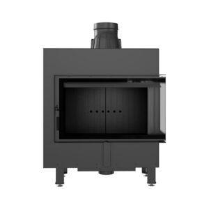 Kratki LUCY 14 SLIM P BS BLACK Ενεργειακό Τζάκι Ξύλου Αερόθερμο 10kw Δεξιά Γωνία από Χάλυβα με Ανοιγόμενη Πόρτα