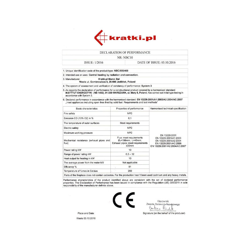 Kratki NBC 1000 400 Ενεργειακό Τζάκι Ξύλου Αερόθερμο 15kw Τριών Όψεων από Χάλυβα με Συρόμενη πόρτα CE