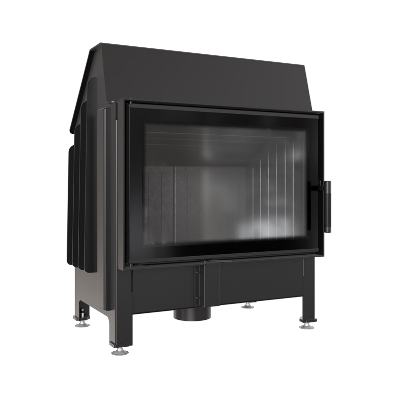 Kratki ZIBI DECO BLACK Ενεργειακό Τζάκι Ξύλου Αερόθερμο 11kW Ίσιο από Χάλυβα με Ανοιγόμενη Πόρτα