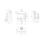 Kratki ZIBI L BS DECO BLACK Ενεργειακό Τζάκι Ξύλου Αερόθερμο 11kW Αριστερή Γωνία από Χάλυβα με Ανοιγόμενη Πόρτα Τεχνικό Σχέδιο