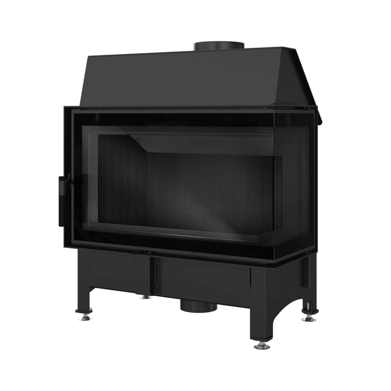 Kratki ZIBI P BS DECO BLACK Ενεργειακό Τζάκι Ξύλου Αερόθερμο 11kW Δεξιά Γωνία από Χάλυβα με Ανοιγόμενη Πόρτα