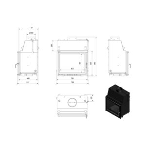 Kratki AMELIA PW 30 W Ενεργειακό Τζάκι Ξύλου Καλοριφέρ 15kW Ίσιο με Ανοιγόμενη Πόρτα