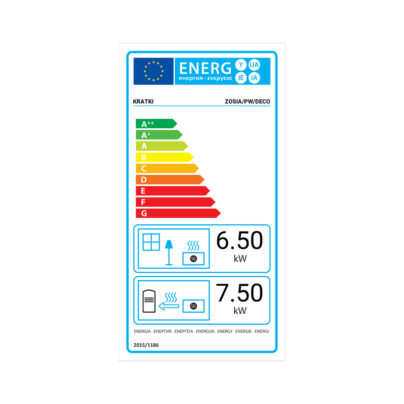 Kratki ZOSIA PW DECO Ενεργειακό Τζάκι Ξύλου Καλοριφέρ 14kW Ίσιο με Ανοιγόμενη Πόρτα Ενεργειακή Καρτέλα