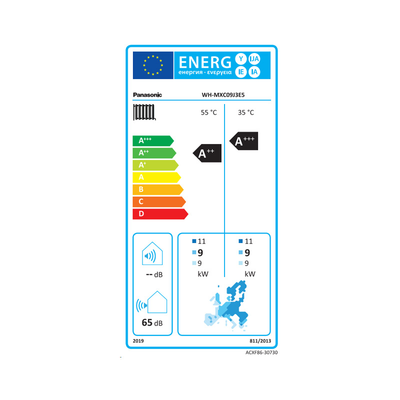 Panasonic Aquarea T-CAP J Generation WH-MXC09J3E5 Αντλία Θερμότητας 9kW Μονοφασική 65°C Monoblock Ενεργειακή Καρτέλα