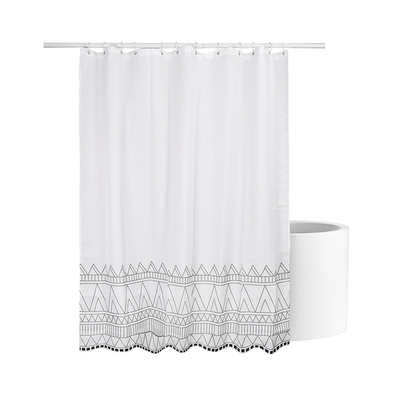 Κουρτίνα Μπάνιου Λευκή Γεωμετρική Boho 180x180 cm