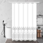 Κουρτίνα Μπάνιου Λευκή Γεωμετρική Boho 180x180 cm